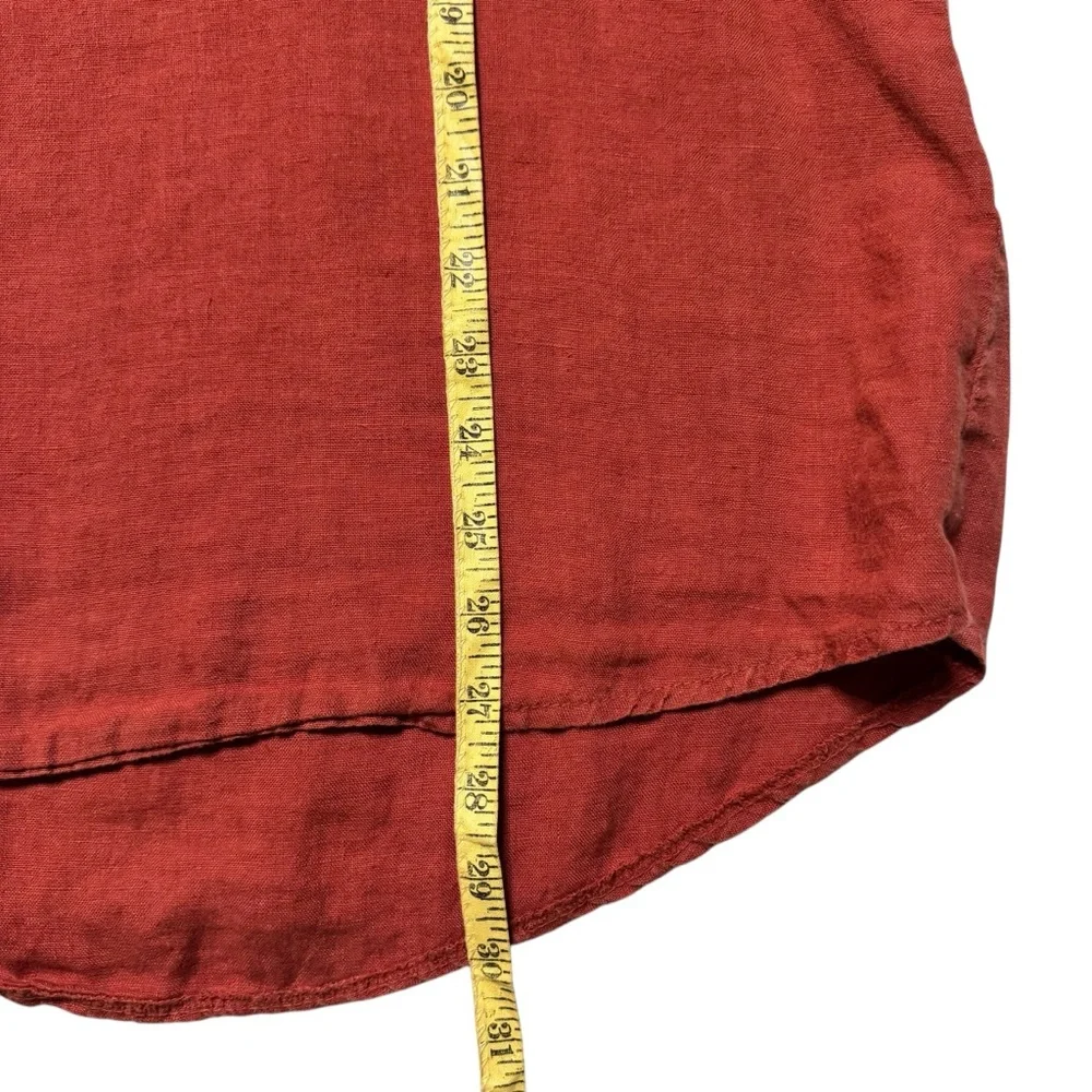 Lungo L' Arno Short Sleeve Shirt Orange Red Womens 100% Linen Size 1X - Picture 6 of 6